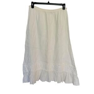 B. Hadikusumo Linen Maxi Skirt Eyelet Trim Lagenlook Natural Cream Ivory XL